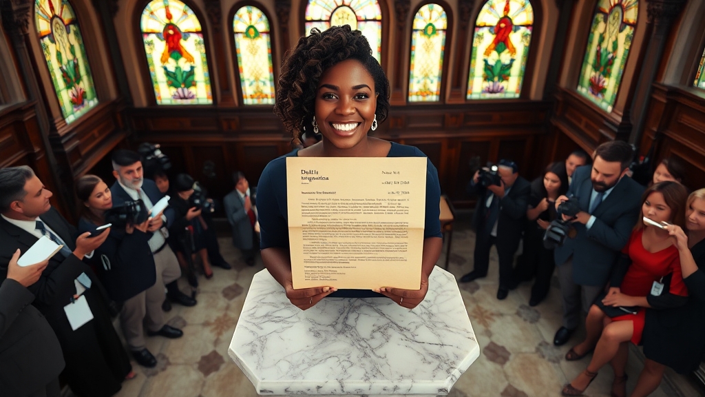 면책 및 재기 성공 마무리 (realistic 스타일)