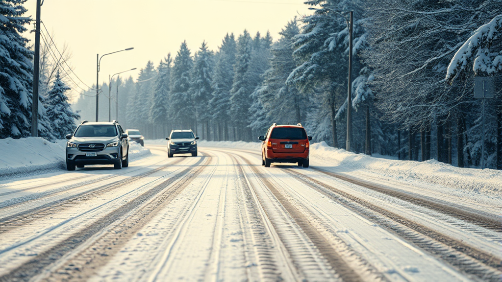 겨울철 안전 운전 및 타이어 관리 (realistic 스타일)