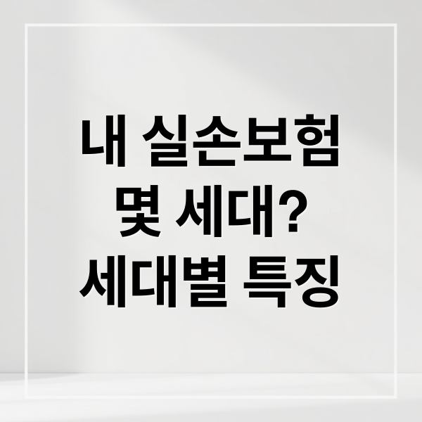 실손보험 가입 시기에 따른 1세대부터 4세대까지의 구분과 특징을 설명하는 요약 이미지