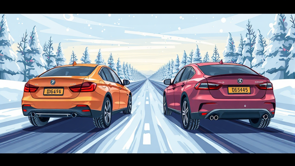 스노우체인 vs 윈터타이어 (illustration 스타일)