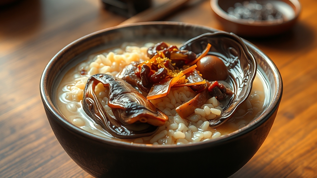 황금 레시피: 맛있는 전복죽 비법 (realistic 스타일)