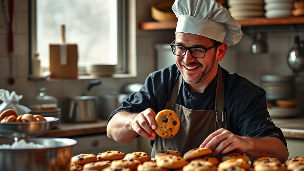 쫀득함의 비밀: 몬트쿠키의 탄생 배경 (realistic 스타일)