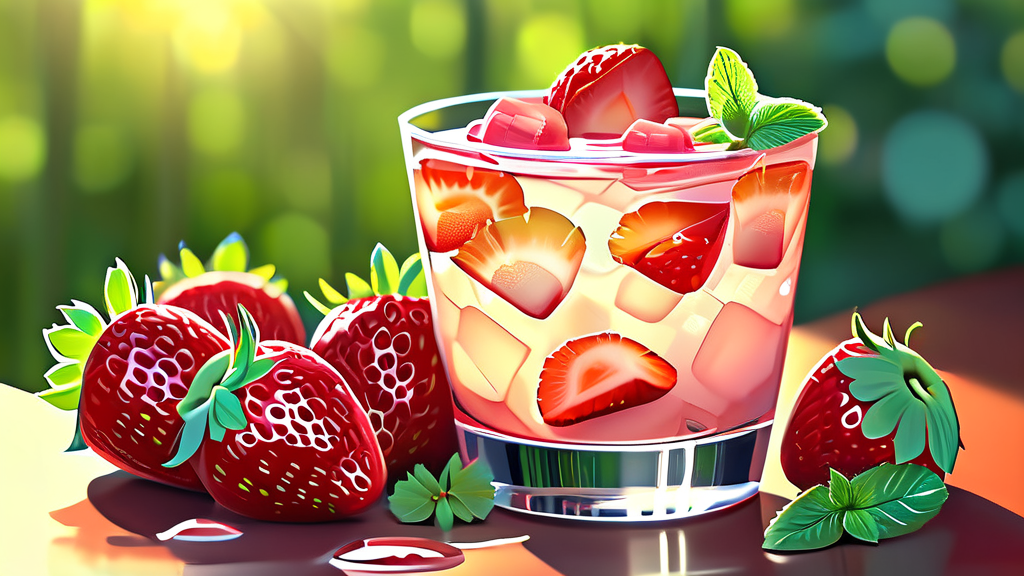 딸기 아사이 레모네이드, 봄날의 완벽한 동반자 (illustration 스타일)