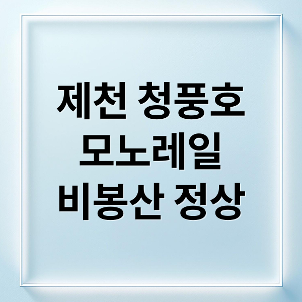 제천 청풍호
모노레일
비봉산 정상 (제천 청풍호 모노레일 예약 요금 운영시간)