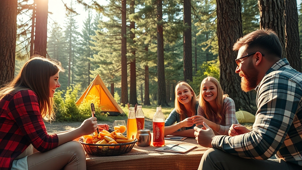 캠핑 후기 및 만족도 (realistic 스타일)