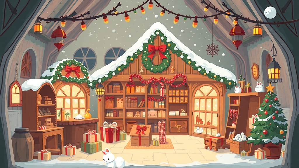 크리스마스 공방 내부, 뭐가 있을까? (illustration 스타일)