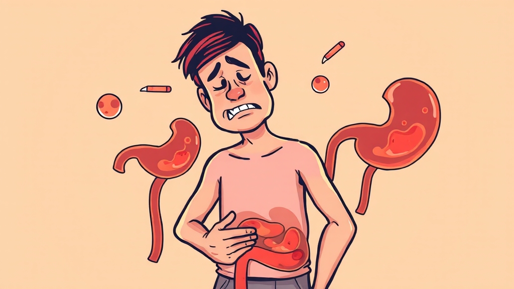 급성 췌장염: 증상과 치료 (cartoon 스타일)