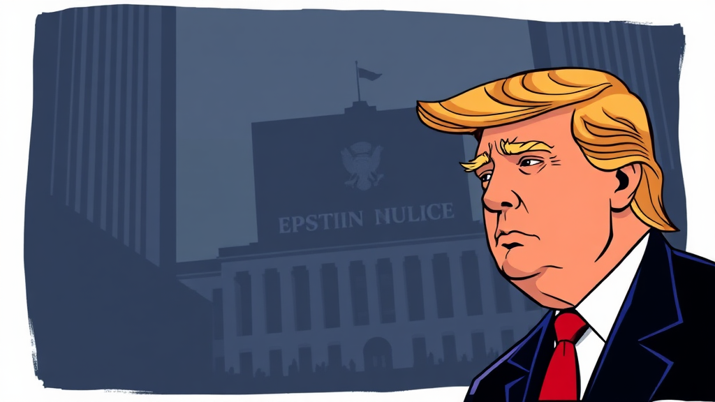 트럼프-엡스타인 관계 논란 재점화 (cartoon 스타일)