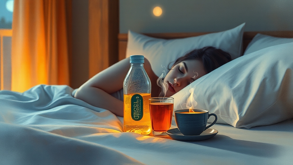 수분 섭취 & 카페인 제한 (watercolor 스타일)