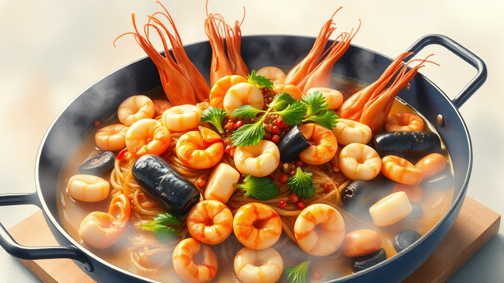 쟁반짜장: 푸짐함과 깊은 맛의 완벽한 조화 (watercolor 스타일)