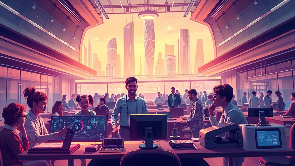 AI 시대의 직무 변화와 미래 교육 (illustration 스타일)