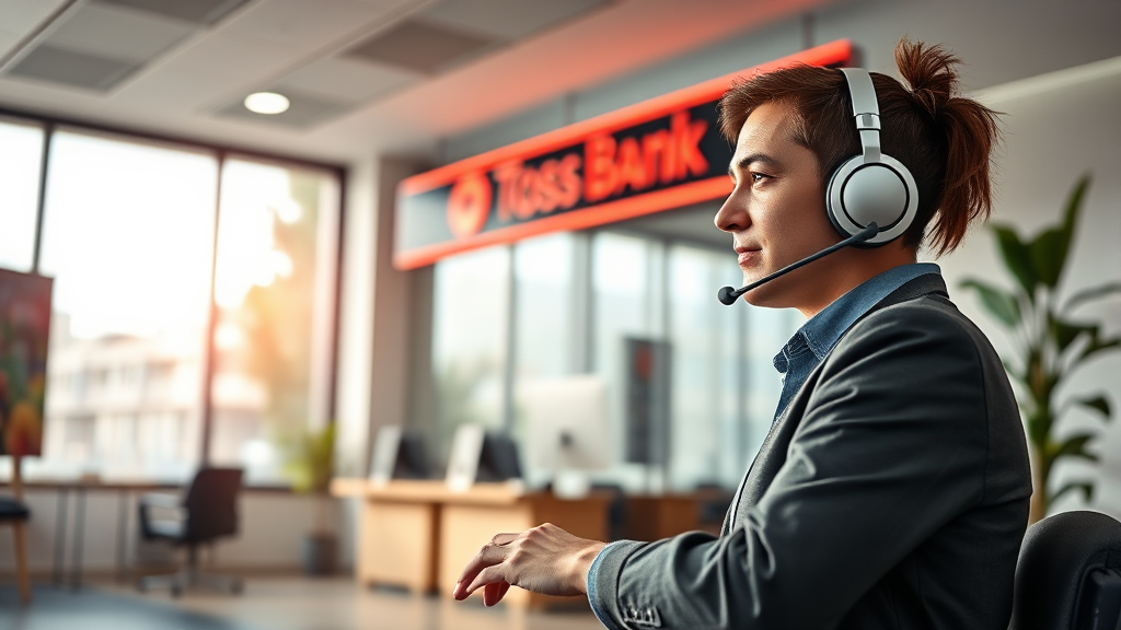 토스뱅크 고객센터 전화번호와 운영시간 (realistic 스타일)