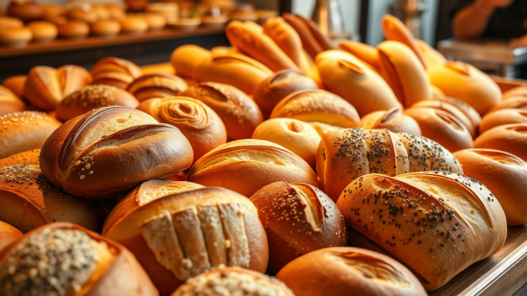 빵 종류 끝판왕: 따순기미 빵 뷔페 탐방 (realistic 스타일)