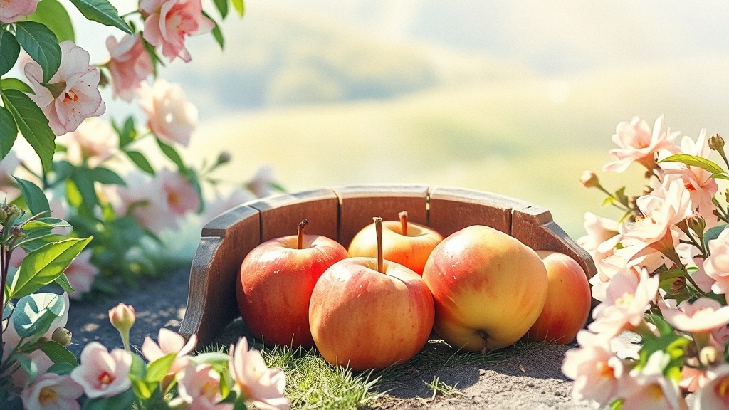 사과 섭취 시기와 주의사항 (watercolor 스타일)