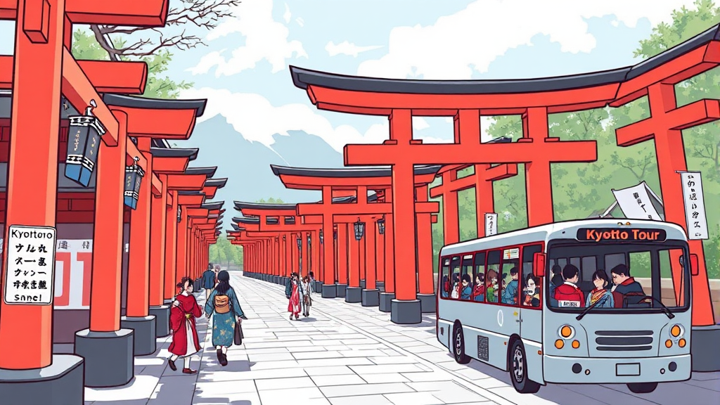 교토 버스 투어 후기 & 꿀팁 (illustration 스타일)