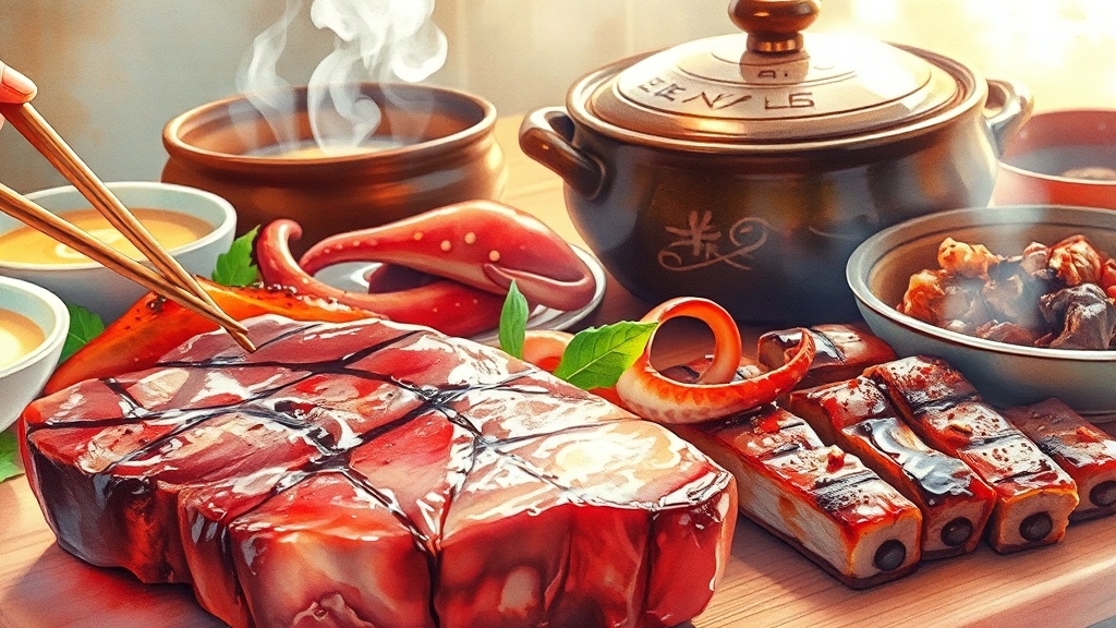 음식 맛, 식감, 특징 분석 (watercolor 스타일)