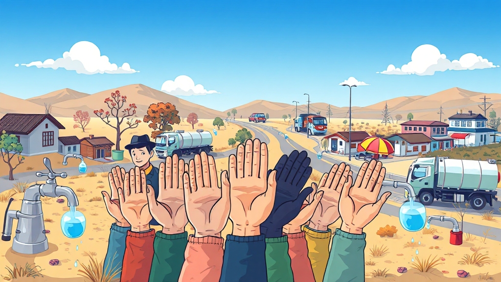 시민들의 물 절약 노력 (cartoon 스타일)