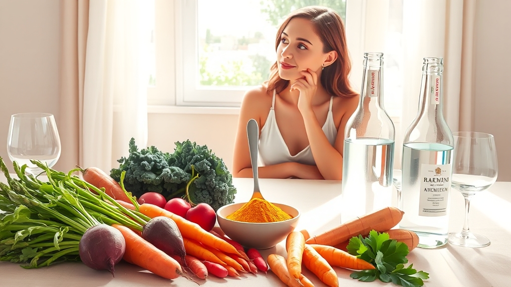 간 건강 개선, 식단 관리가 필수! (illustration 스타일)