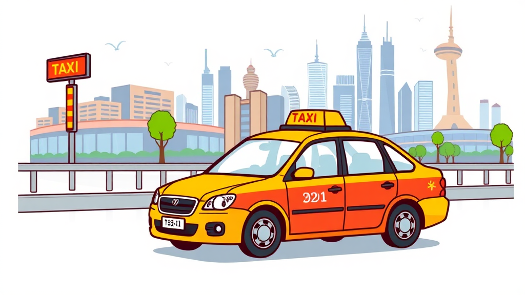 상하이 시내에서 푸동 공항으로: 편안한 복귀 준비 (cartoon 스타일)