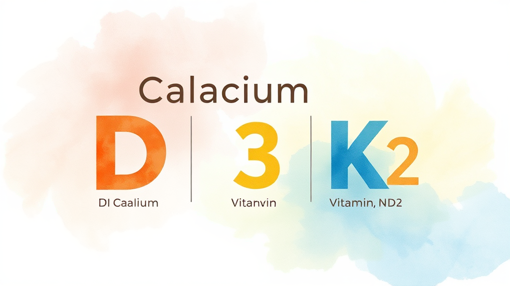 칼슘, 비타민 D3, K2: 뼈 건강 어벤저스 조합과 올바른 섭취 가이드 (watercolor 스타일)