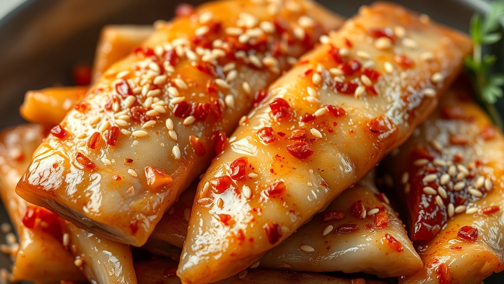 황태채 무침 만드는 과정 (realistic 스타일)