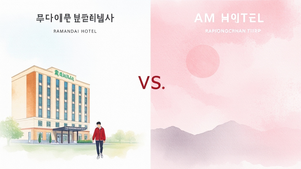 라마다 vs AM호텔 비교 (watercolor 스타일)