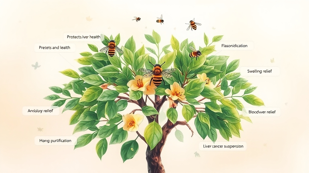 간 건강에 탁월한 벌나무 효능 (illustration 스타일)