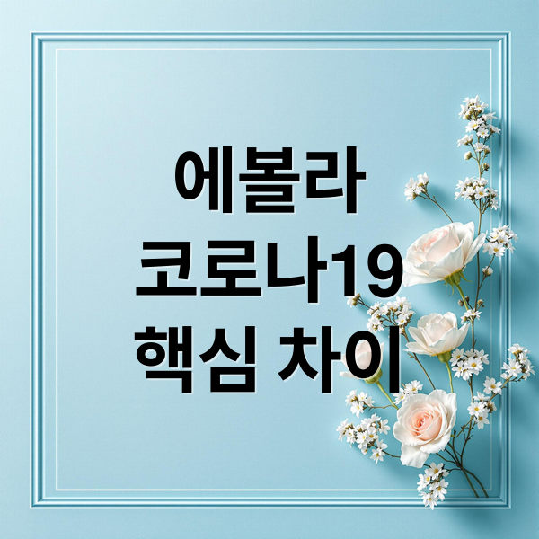 에볼라
코로나19
핵심 차이 (에볼라 바이러스 백신 코로나 비교)