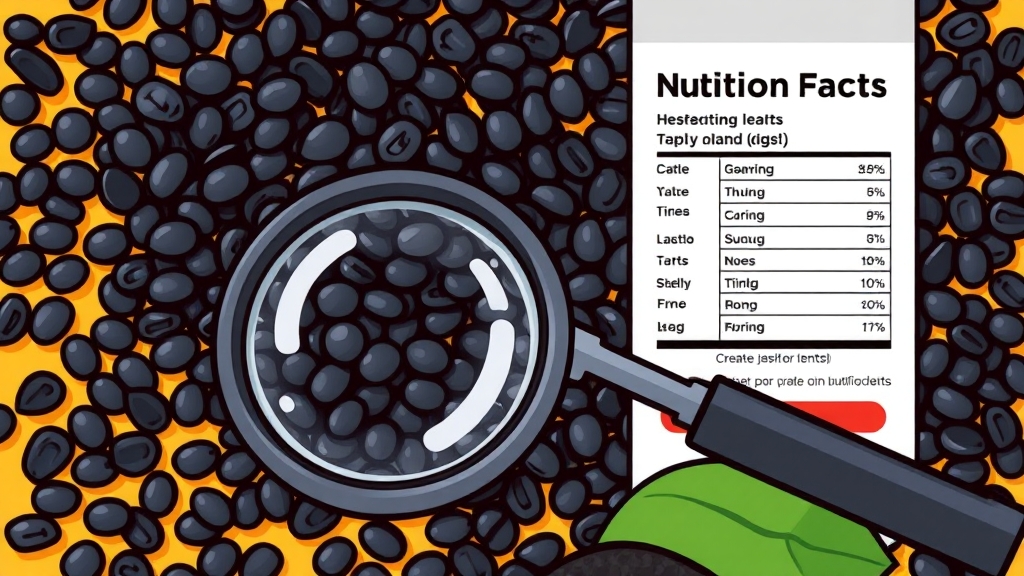 블랙렌틸콩 영양 성분 (cartoon 스타일)