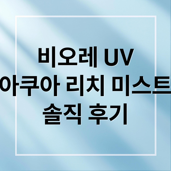 비오레 UV
아쿠아 리치 미스트
솔직 후기 (비오레 UV 아쿠아 리치 미스트 후기)