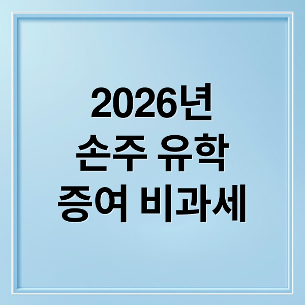 2026년
손주 유학
증여 비과세 (2026 손주 유학비 증여세 비과세)