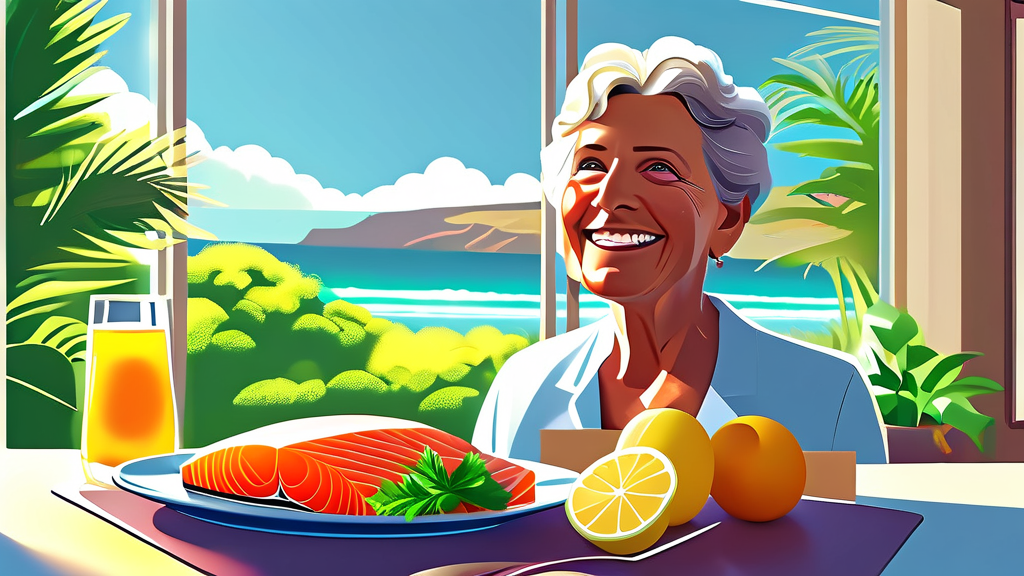 건강한 지방 섭취를 위한 등 푸른 생선 (illustration 스타일)