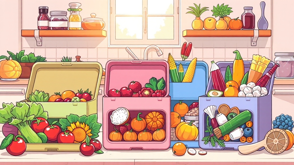 제철 식재료 활용, 맛과 영양 두 마리 토끼 잡기 (cartoon 스타일)