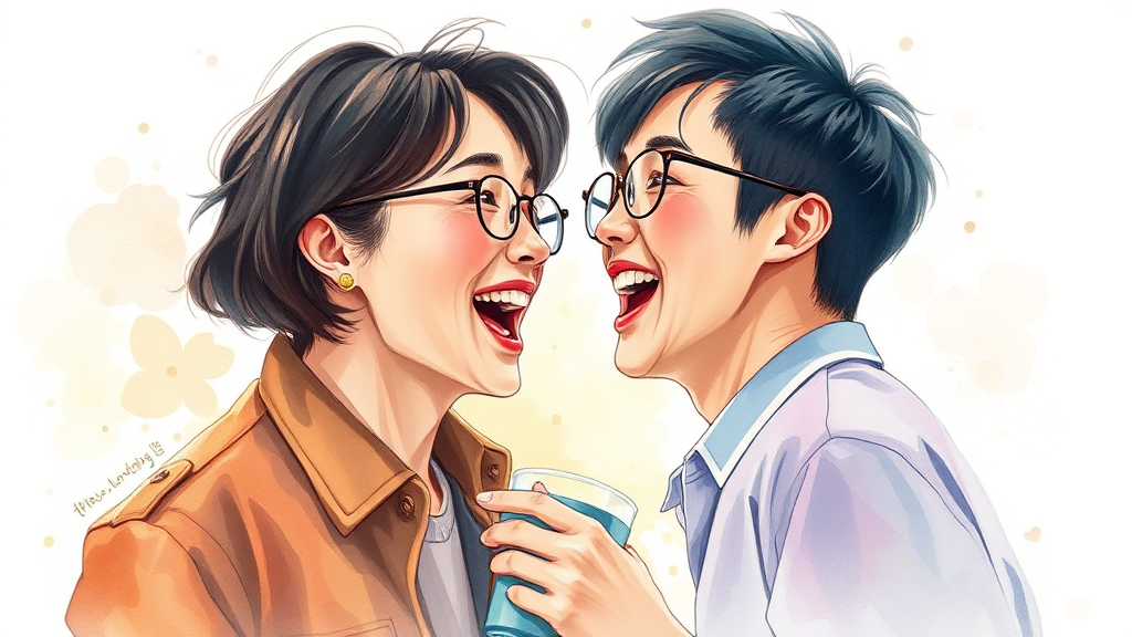 신봉선-유민상, 이번엔 진짜? 방송 비하인드 스토리 (watercolor 스타일)