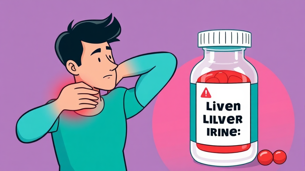 고지혈증 약 복용 시 흔하게 나타나는 부작용 (cartoon 스타일)