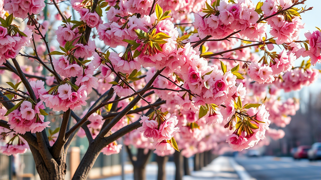 벚나무 건강 지키기: 제설제 피해 예방 및 관리법 (realistic 스타일)