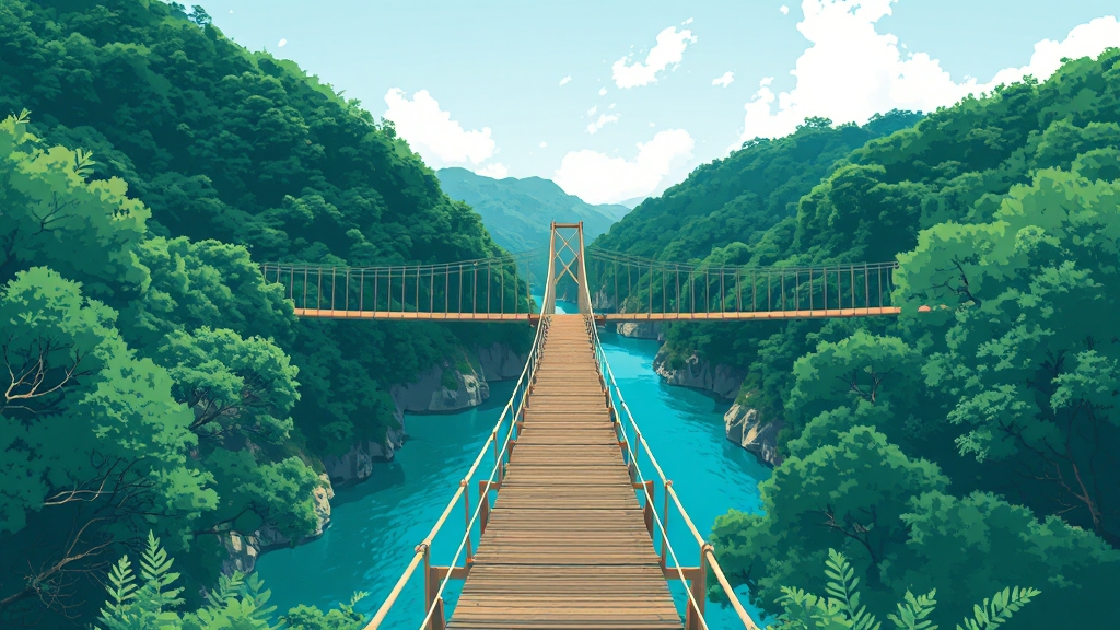 수승대 출렁다리 위치 (illustration 스타일)