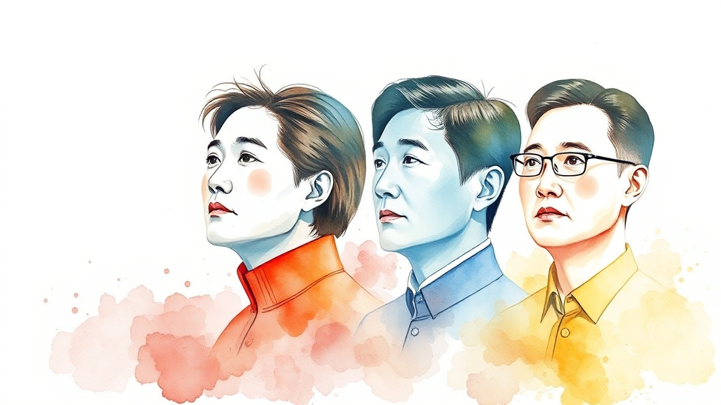 대선 일정과 주요 후보들 (watercolor 스타일)