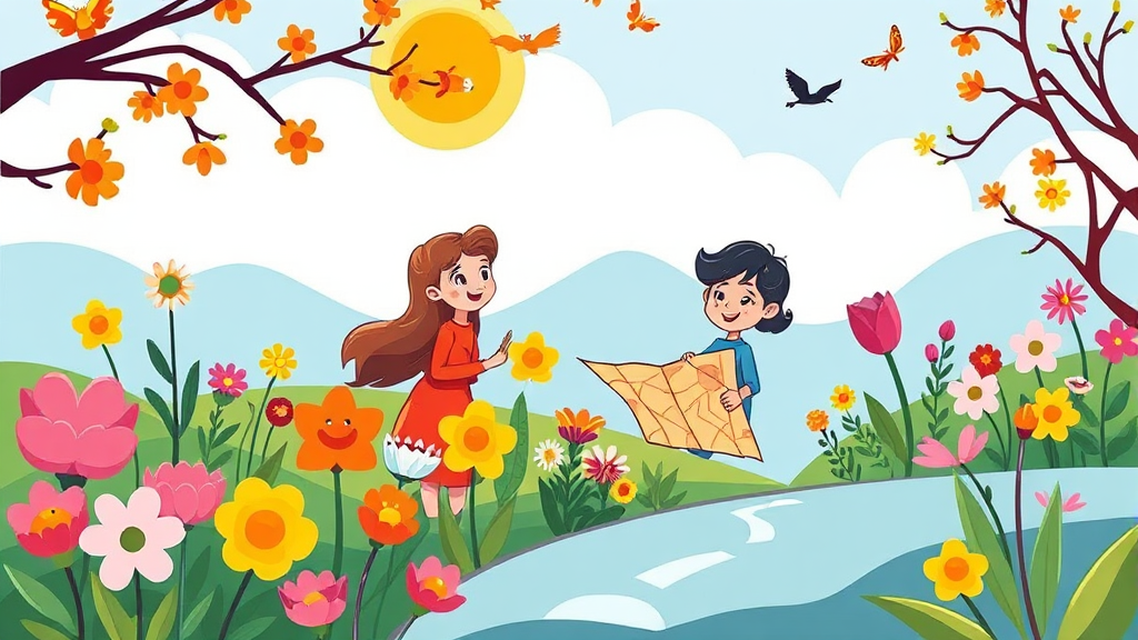 봄꽃 여행 계획 세우기: 개화 시기부터 추천 코스까지 (cartoon 스타일)