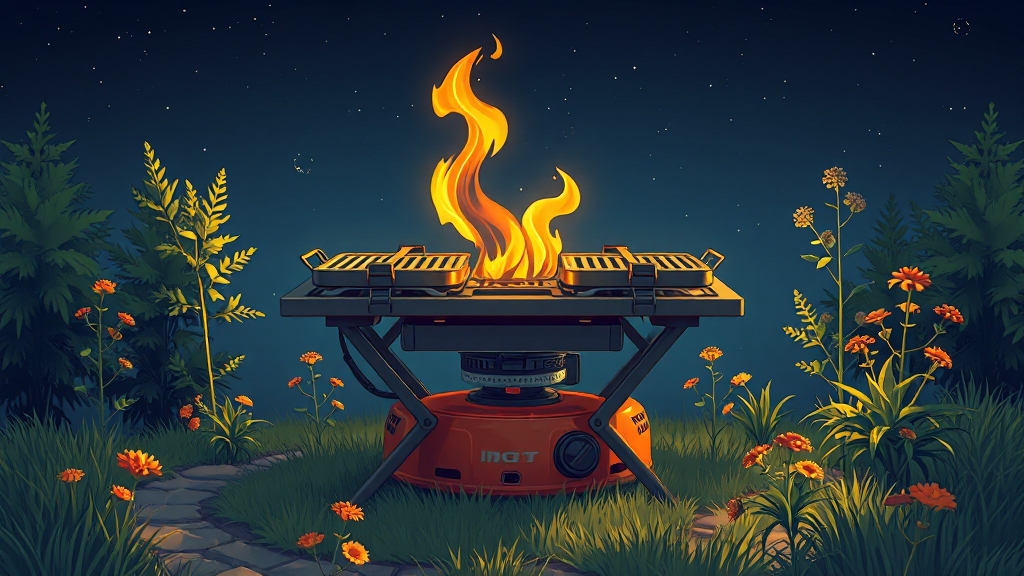 IGT 버너 활용 캠핑 요리 팁 (illustration 스타일)