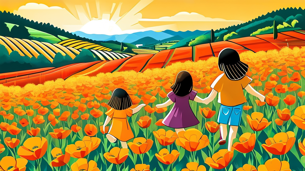 군산 앤오앤팜: 특별한 추억 만들기 (illustration 스타일)