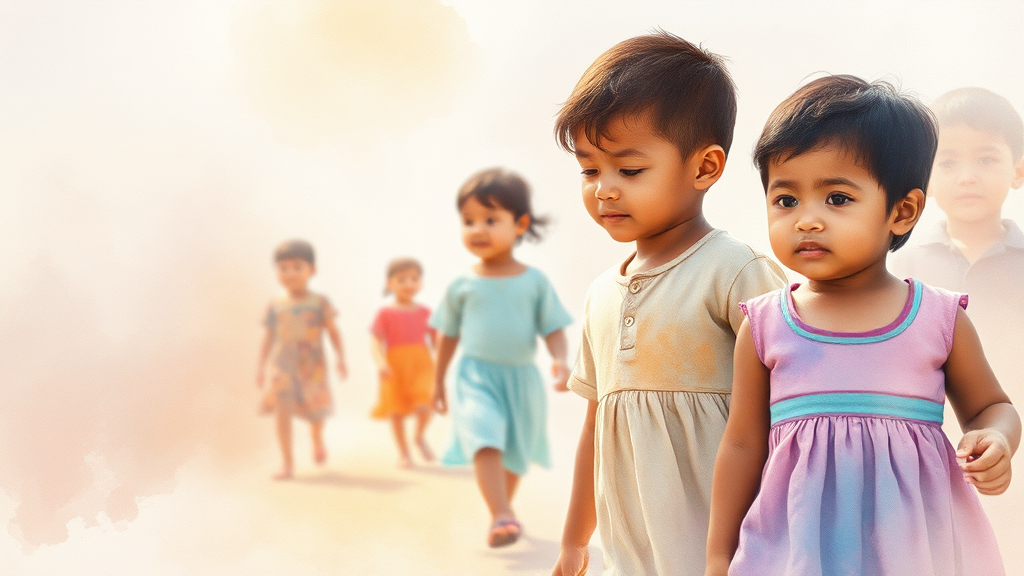 지역별 추가 지원금: 지방 거주 아동 혜택 (watercolor 스타일)