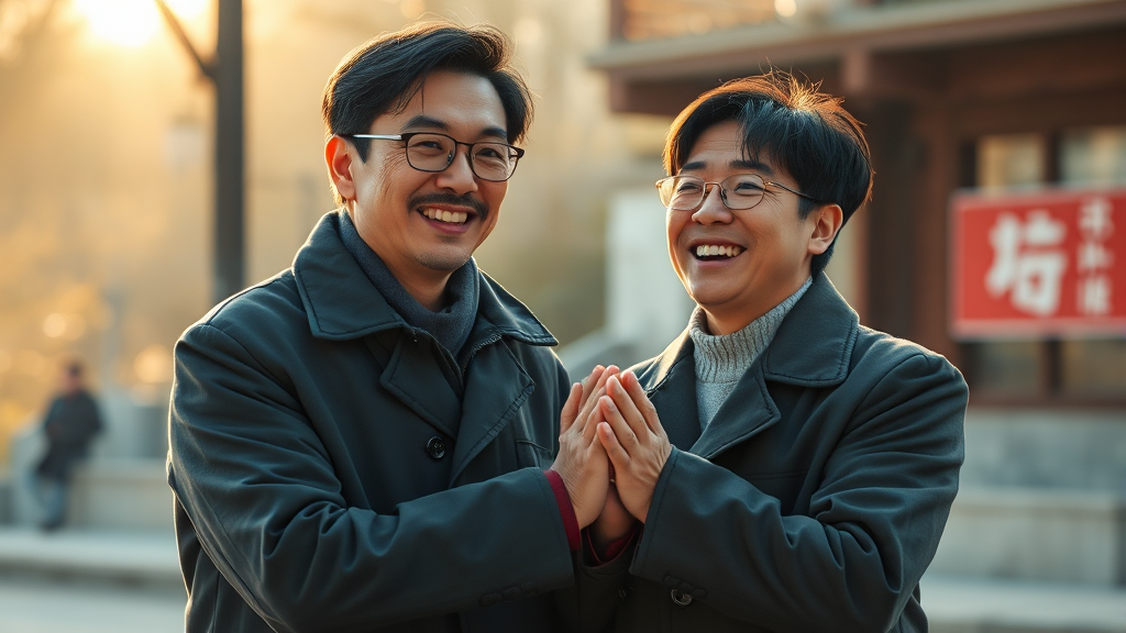 대중의 뜨거운 반응과 앞으로의 우정 (realistic 스타일)