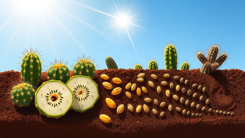 선인장 번식: 삽목과 씨앗 파종 (illustration 스타일)