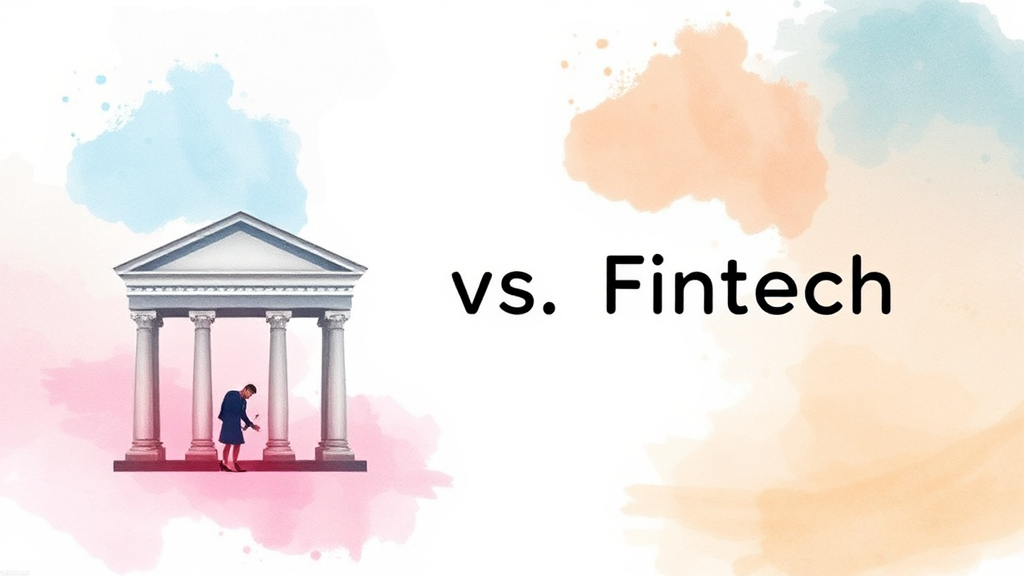 은행 vs 핀테크, 어디가 좋을까? (watercolor 스타일)