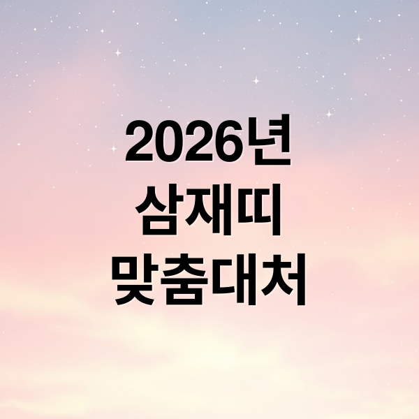 2026년
삼재띠
맞춤대처 (2026년 삼재 띠별 대처법)