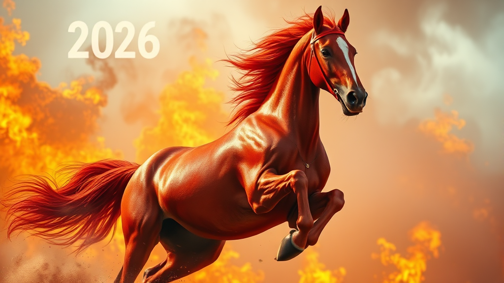 붉은 말띠 해 의미 (realistic 스타일)