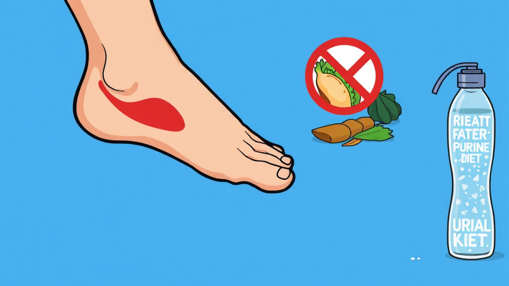 통풍 원인과 식단 중요성 (cartoon 스타일)