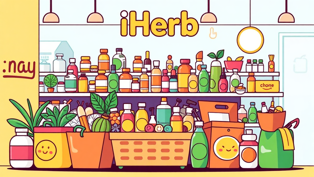 아이허브, 비타민을 넘어선 건강 쇼핑의 모든 것 (cartoon 스타일)