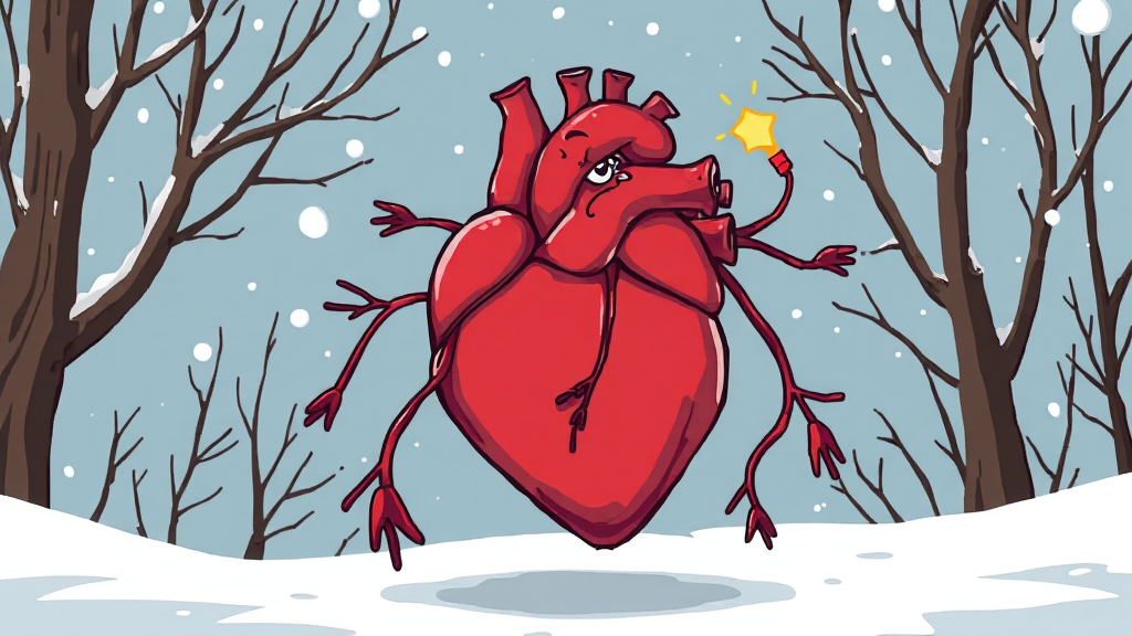 심근경색 예방 및 관리 (cartoon 스타일)